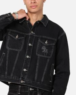 Saint Morta Fray Trucker Denim Jacket Contrast Black -Culture Kings 02054108 YE282 mens 0060 b79ad897 42e7 489c 9551 80c864dfea82