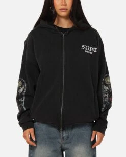 Saint Morta Kingdomcome Boxy Zip Hoodie Black 11 Saint Morta Kingdomcome Boxy Zip Hoodie Black -Culture Kings 02054135 YB001 womens 0020