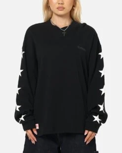 Carre Waffle Workwear Long Sleeve T-Shirt Black