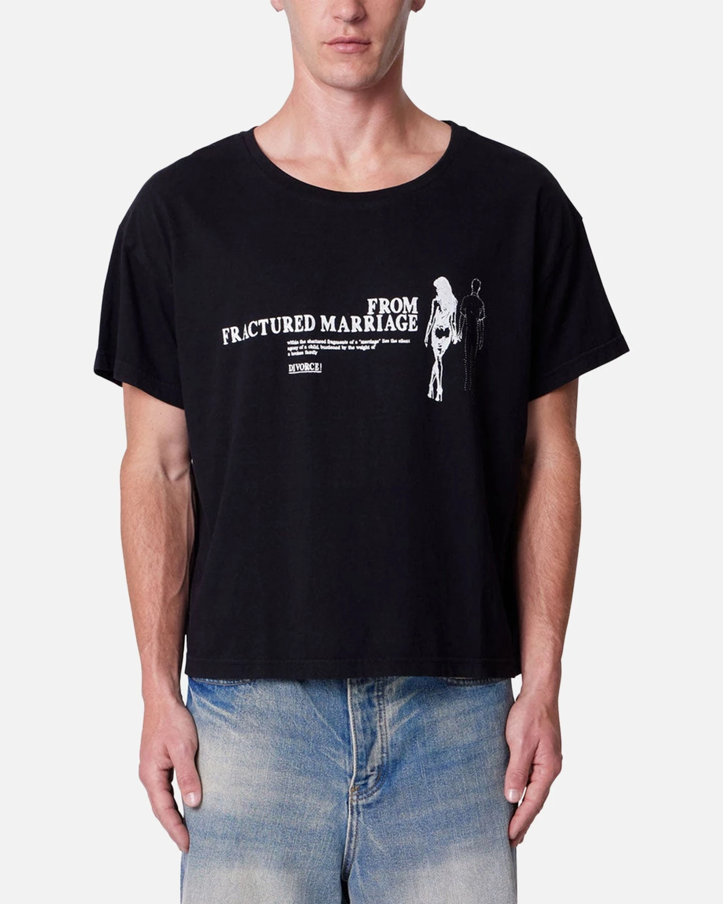 MNML Distressed Wide Neck T-Shirt Washed Black 3 MNML Distressed Wide Neck T-Shirt Washed Black