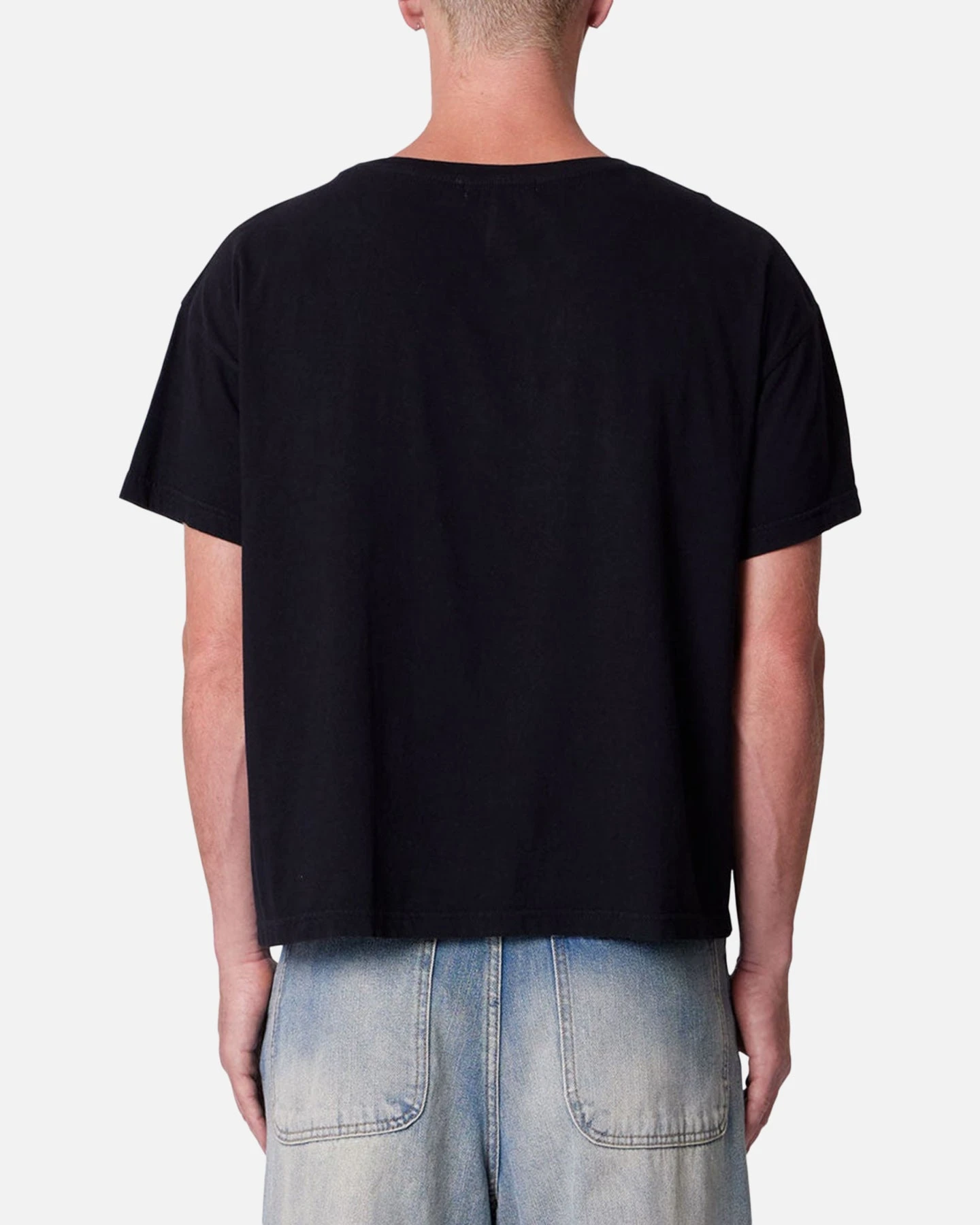 MNML Distressed Wide Neck T-Shirt Washed Black 6 MNML Distressed Wide Neck T-Shirt Washed Black - Image 4