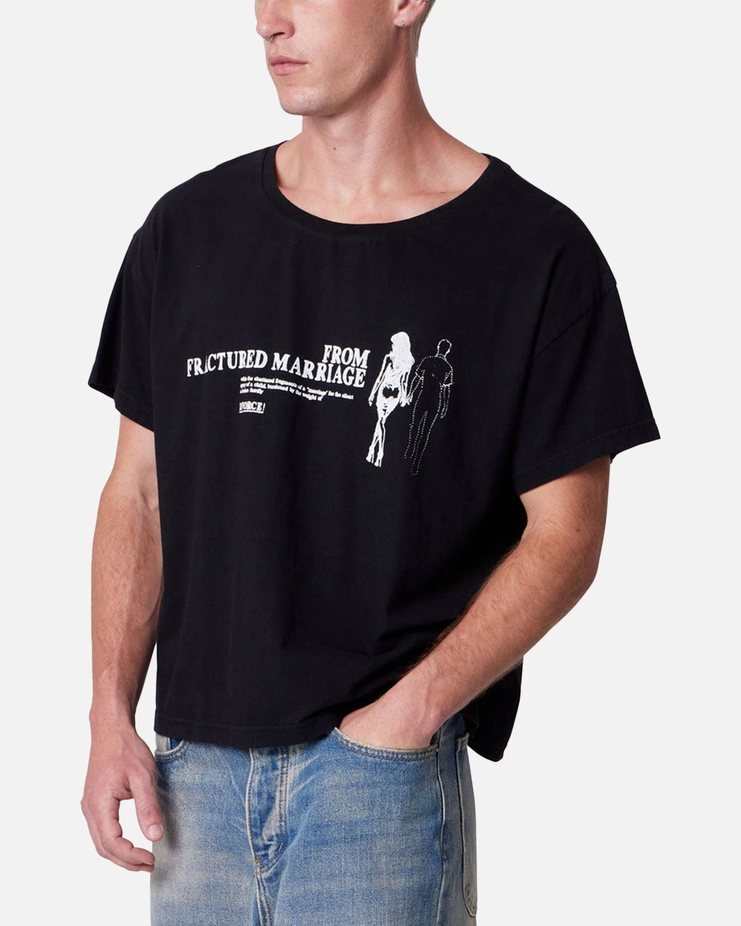 MNML Distressed Wide Neck T-Shirt Washed Black 7 MNML Distressed Wide Neck T-Shirt Washed Black - Image 5