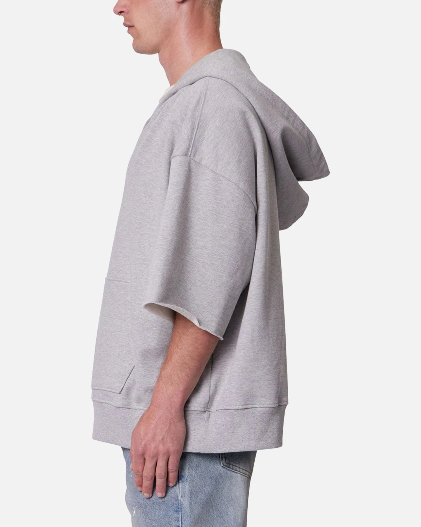 MNML Hooded 3/4 Sleeve Rag Sweater Grey 5 MNML Hooded 3/4 Sleeve Rag Sweater Grey - Image 3