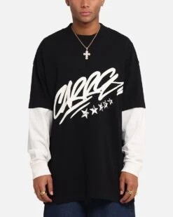 Carre Graffiti Layered Long Sleeve T-Shirt Black/Off White