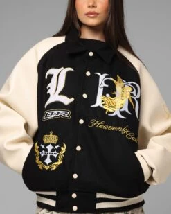 Loiter Heaven Varsity Jacket Black/Off White -Culture Kings 02054251 YB362 womens 000070