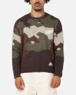 Carre Camo Brushed Sweater Woodland Camo