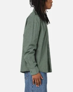 Carre Motion Long Sleeve Button Up Shirt Green Check -Culture Kings 02054269 YG917 mens 0040