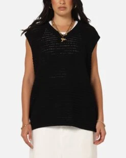 XXIII Open Knit Vest Black