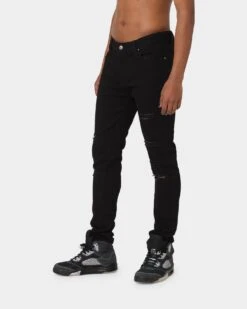 Carré Rugueux Distressed Skinny Jeans Black -Culture Kings 03006172 YB001 mens 060