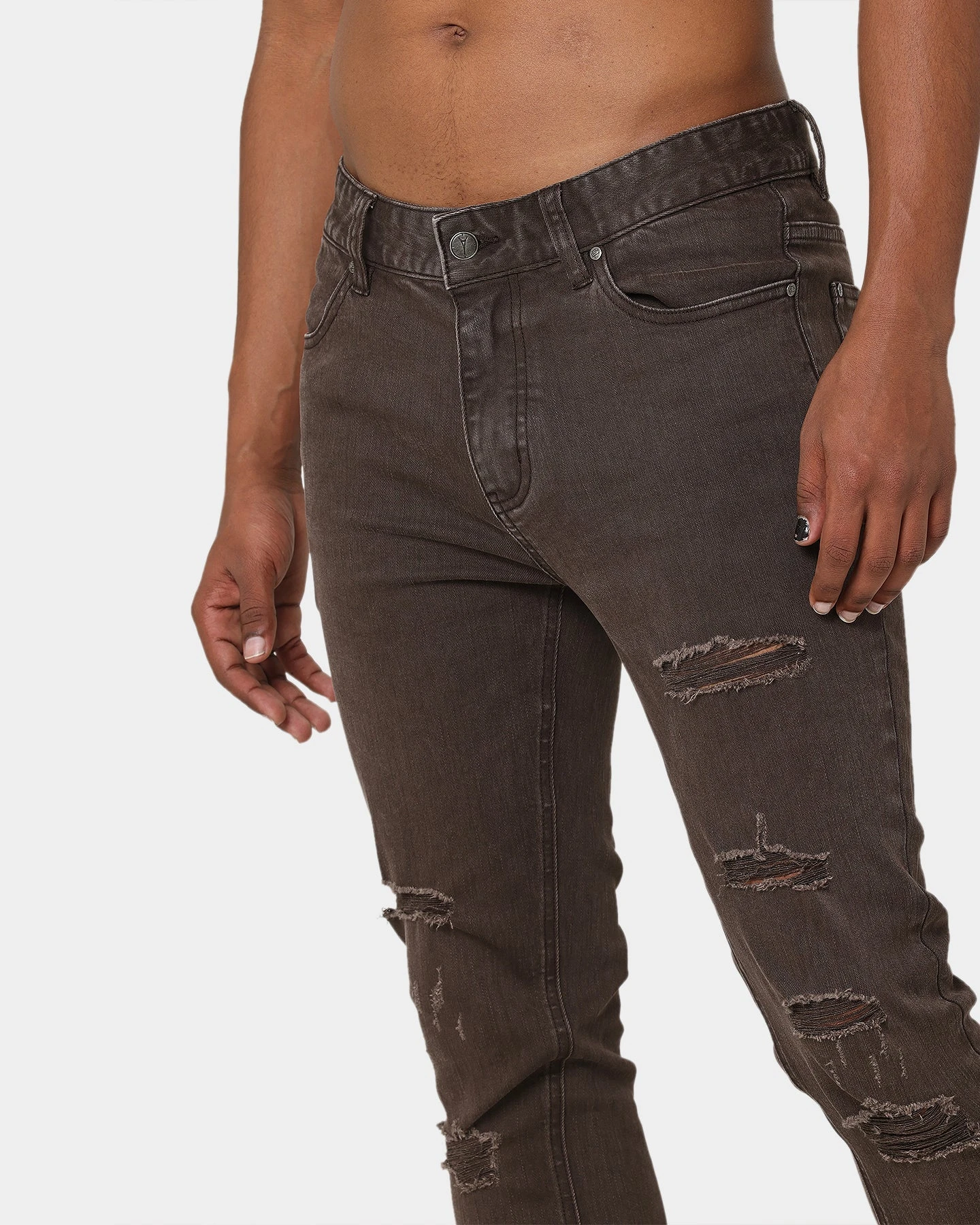 Carré Rugueux Distressed Skinny Jeans Taupe/Dark Taupe 9 Carré Rugueux Distressed Skinny Jeans Taupe/Dark Taupe - Image 7
