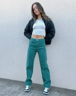 XXIII Women's Tess Wide Leg Jean Forest Green