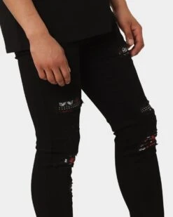 Carré BU Rugueux Distressed Jeans Black/Red -Culture Kings 03007512 YB004 mens 0030