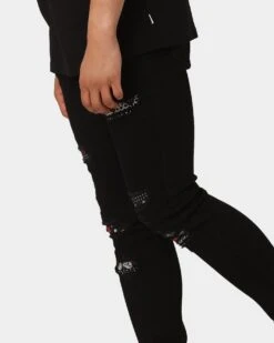 Carré BU Rugueux Distressed Jeans Black/Red -Culture Kings 03007512 YB004 mens 0040