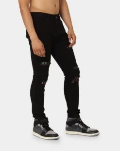 Carré BU Rugueux Distressed Jeans Black/Red -Culture Kings 03007512 YB004 mens 0050