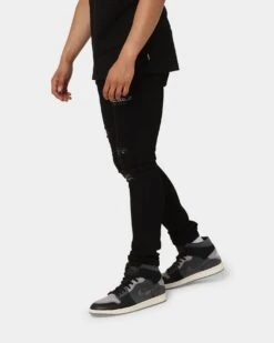 Carré BU Rugueux Distressed Jeans Black/Red -Culture Kings 03007512 YB004 mens 0060