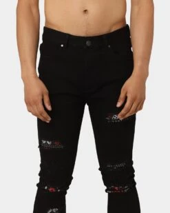Carré BU Rugueux Distressed Jeans Black/Red -Culture Kings 03007512 YB004 mens 0070