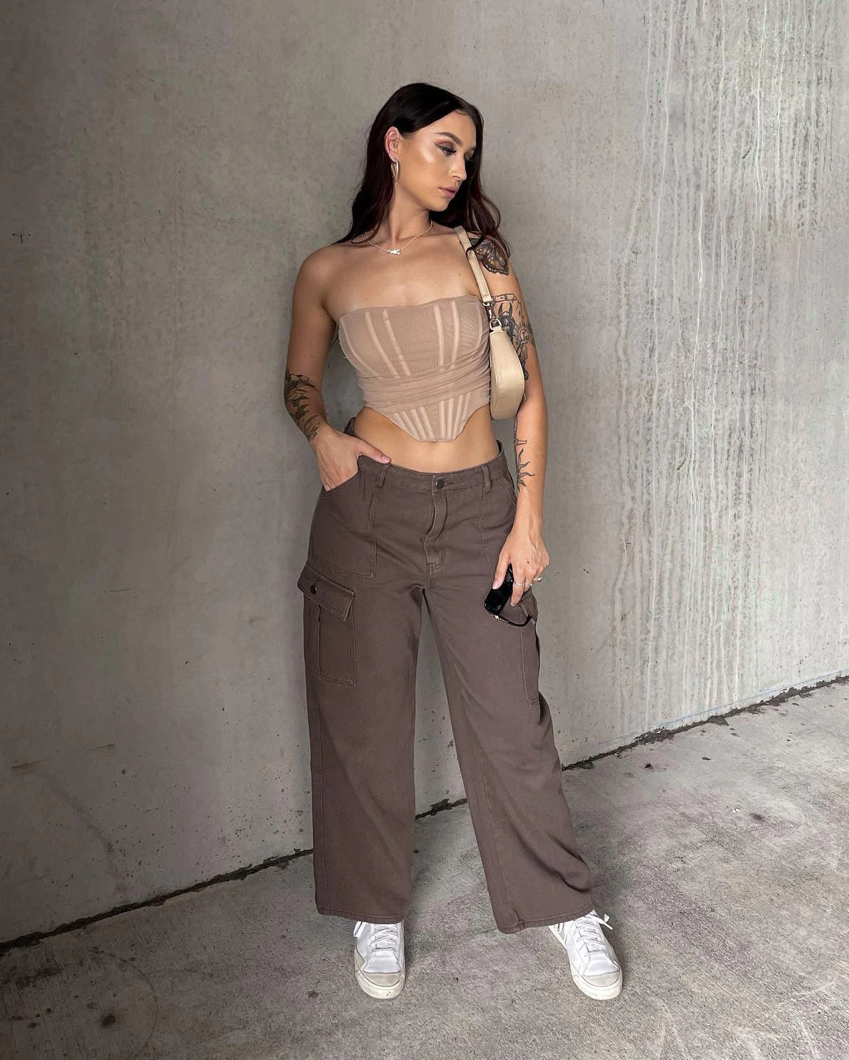 XXIII Women's Poppy Wide Leg Cargo Pants Brown 3 XXIII Women's Poppy Wide Leg Cargo Pants Brown