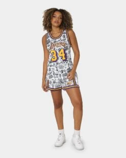 Mitchell & Ness Women's Los Angeles Lakers Doodle Shorts Black/White -Culture Kings 03009580 YB012 womens 0020