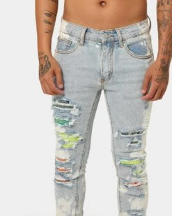 MNML X409 Stretch Rhinestone Denim Jeans Blue -Culture Kings 03009596 YX001 mens 000030