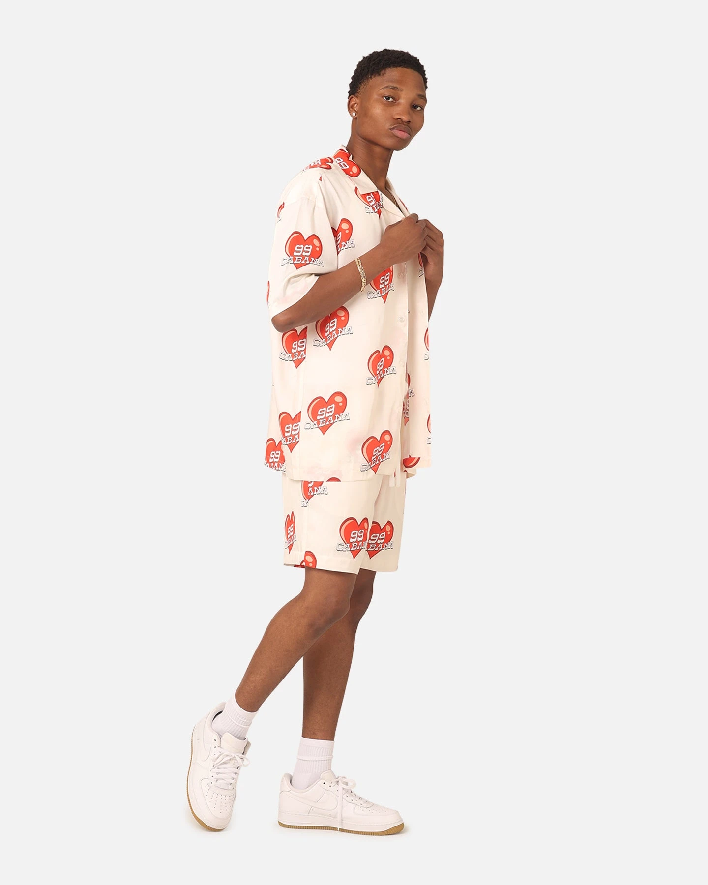 99 Cabana Roaming Hearts Shorts Off White/Red 4 99 Cabana Roaming Hearts Shorts Off White/Red - Image 2
