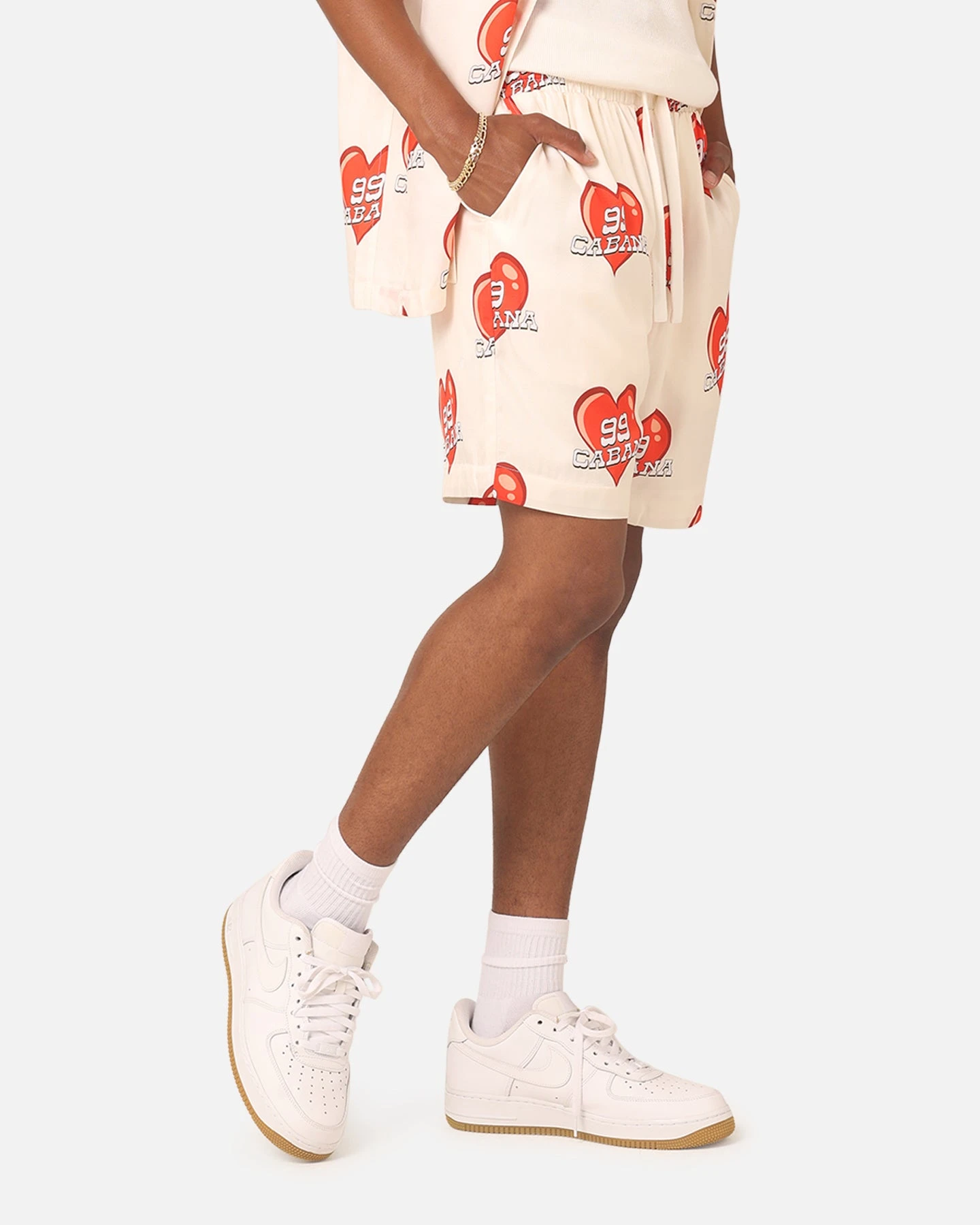 99 Cabana Roaming Hearts Shorts Off White/Red 7 99 Cabana Roaming Hearts Shorts Off White/Red - Image 5