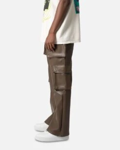 MNML Leather Double Snap Cargo Pants Chocolate -Culture Kings 03011781 YC360 mens 0050