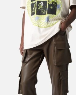 MNML Leather Double Snap Cargo Pants Chocolate -Culture Kings 03011781 YC360 mens 0060