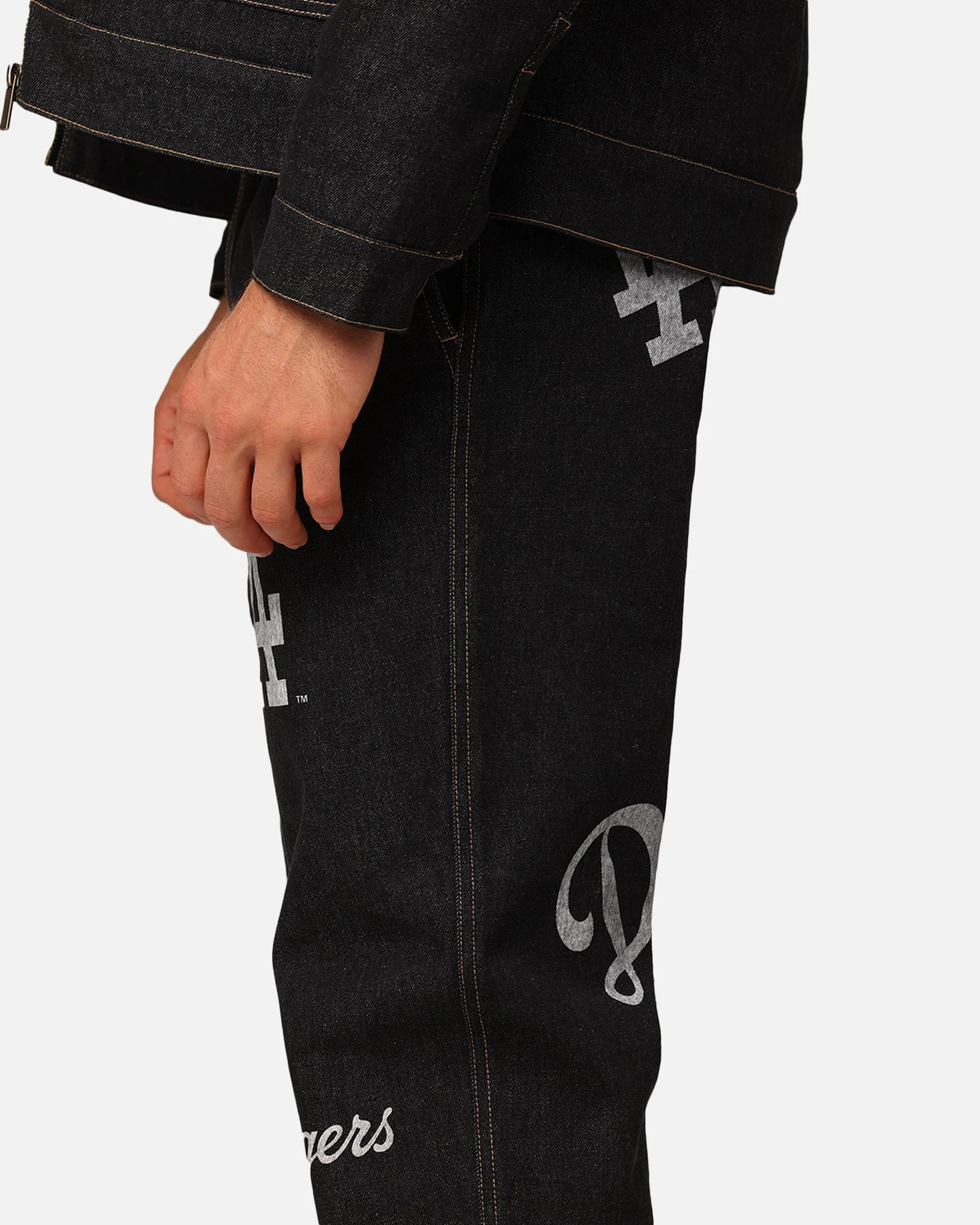 Majestic Athletic Los Angeles Dodgers Etched Denim Jeans Washed Black Denim 6 Majestic Athletic Los Angeles Dodgers Etched Denim Jeans Washed Black Denim - Image 4