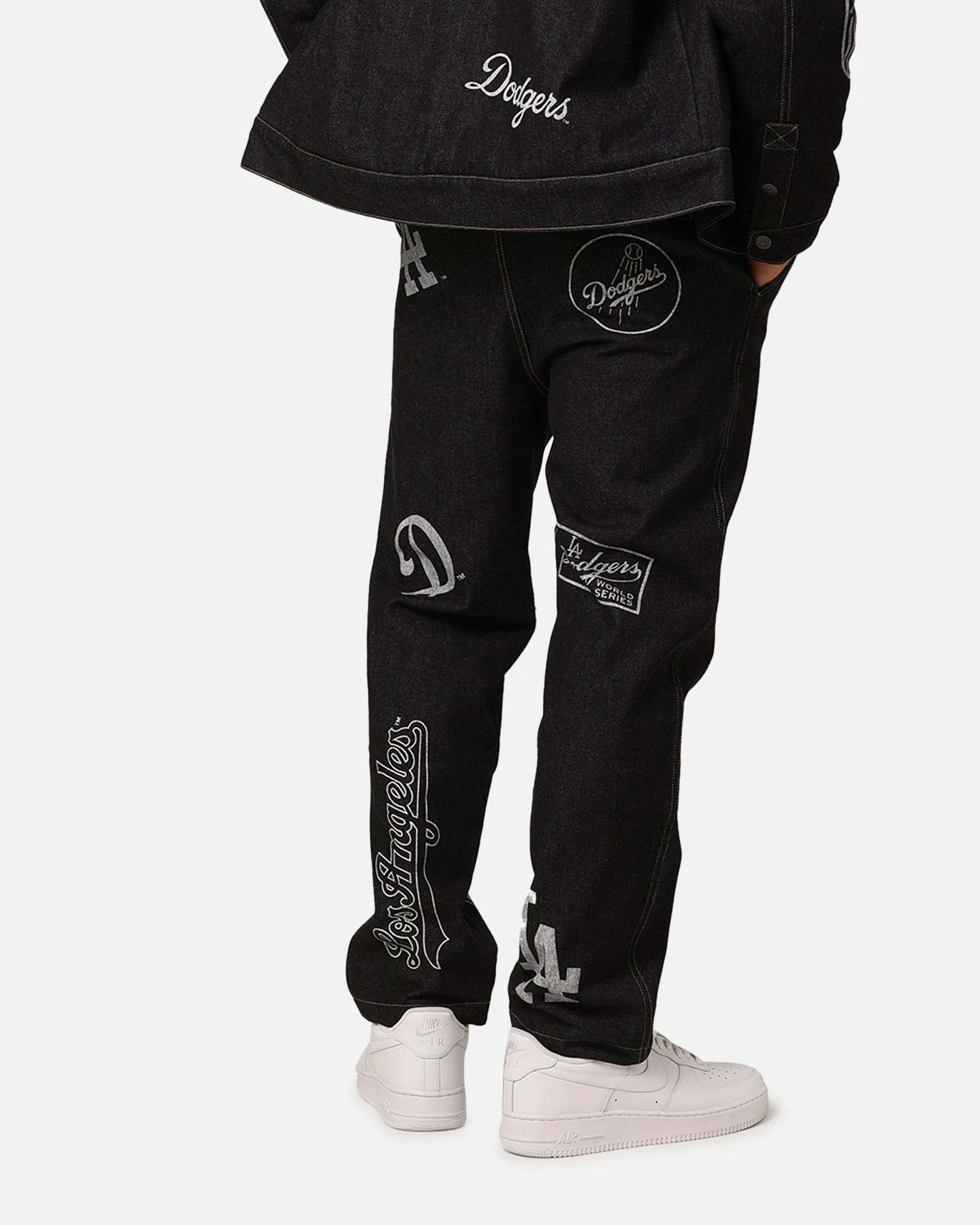 Majestic Athletic Los Angeles Dodgers Etched Denim Jeans Washed Black Denim 7 Majestic Athletic Los Angeles Dodgers Etched Denim Jeans Washed Black Denim - Image 5