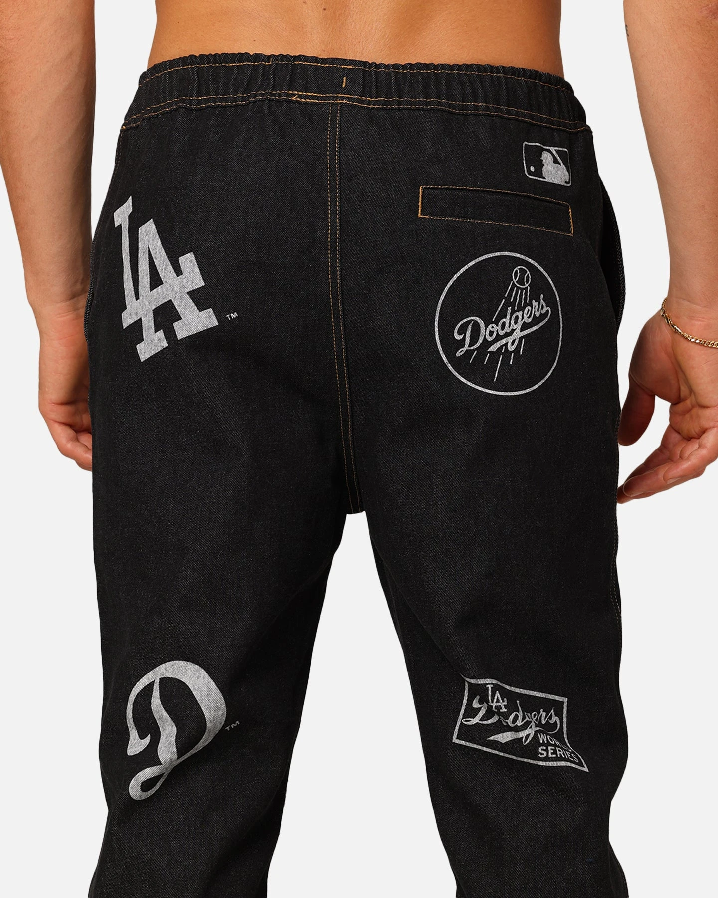 Majestic Athletic Los Angeles Dodgers Etched Denim Jeans Washed Black Denim 10 Majestic Athletic Los Angeles Dodgers Etched Denim Jeans Washed Black Denim - Image 8