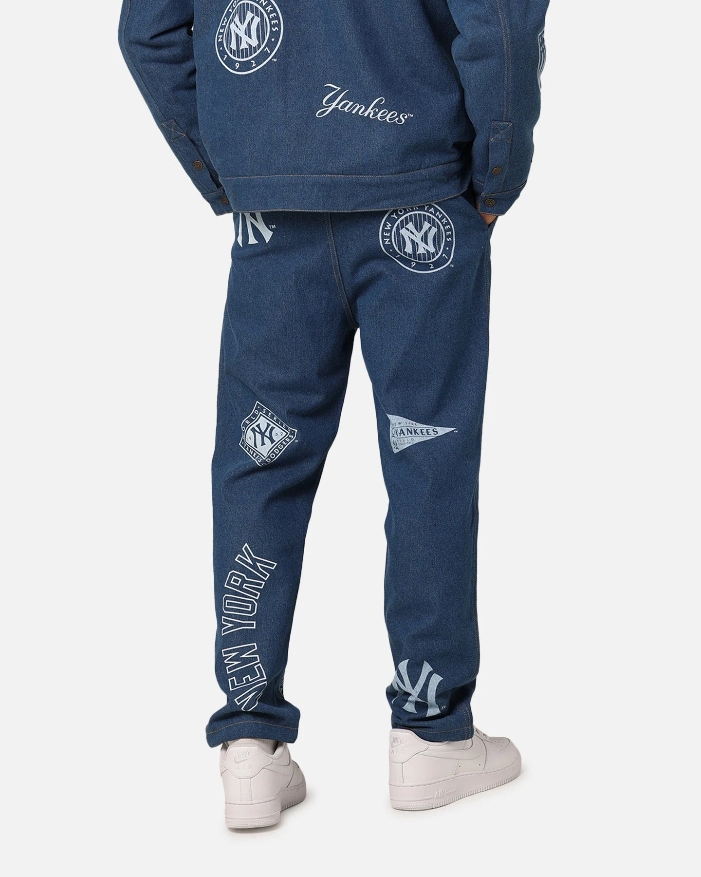 Majestic Athletic New York Yankees Etched Denim Jeans Washed Blue Denim 7 Majestic Athletic New York Yankees Etched Denim Jeans Washed Blue Denim - Image 5