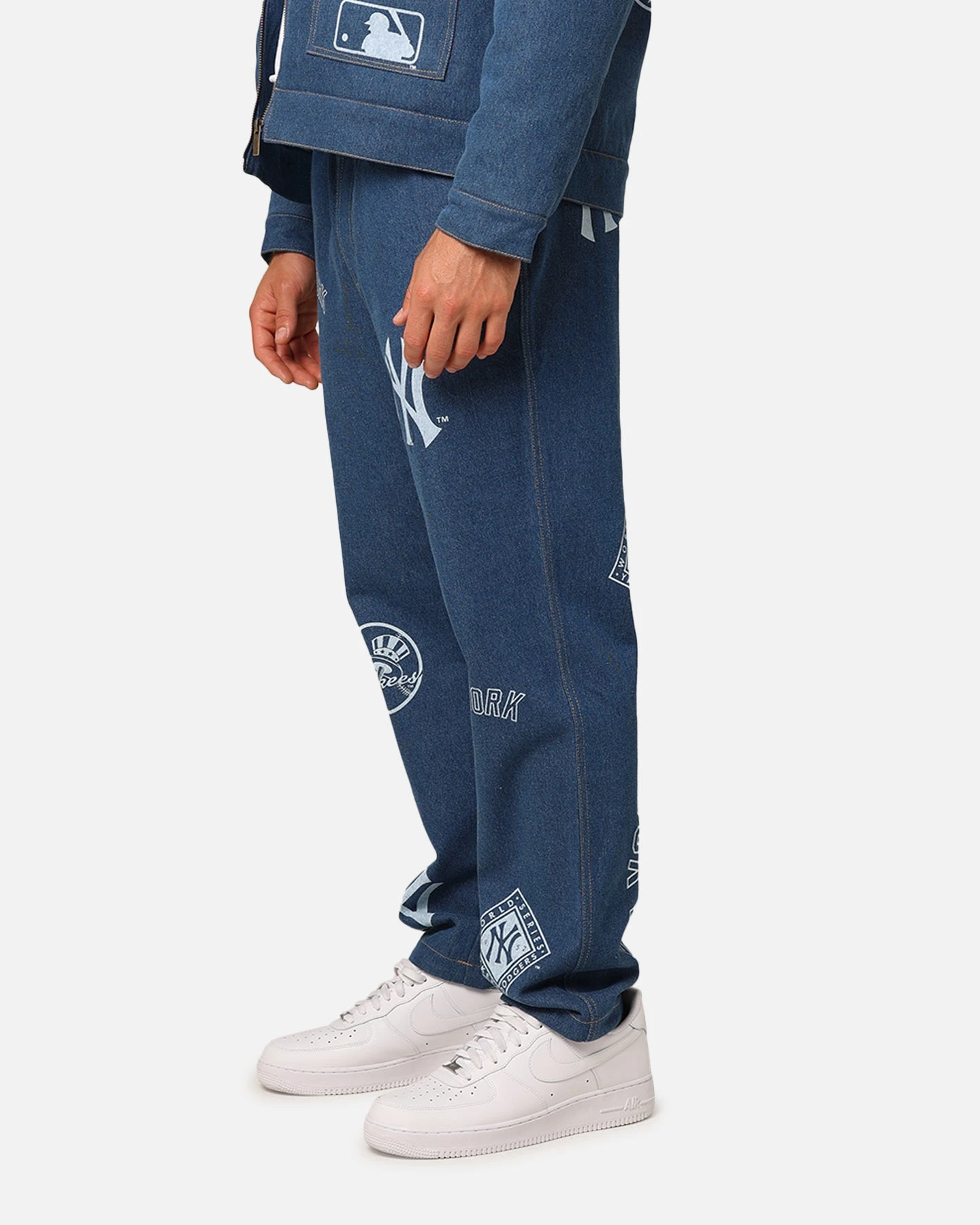 Majestic Athletic New York Yankees Etched Denim Jeans Washed Blue Denim 8 Majestic Athletic New York Yankees Etched Denim Jeans Washed Blue Denim - Image 6