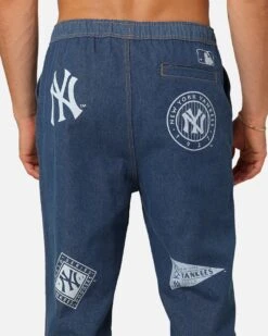 Majestic Athletic New York Yankees Etched Denim Jeans Washed Blue Denim 17 Majestic Athletic New York Yankees Etched Denim Jeans Washed Blue Denim -Culture Kings 03012056 YX693 mens 00080