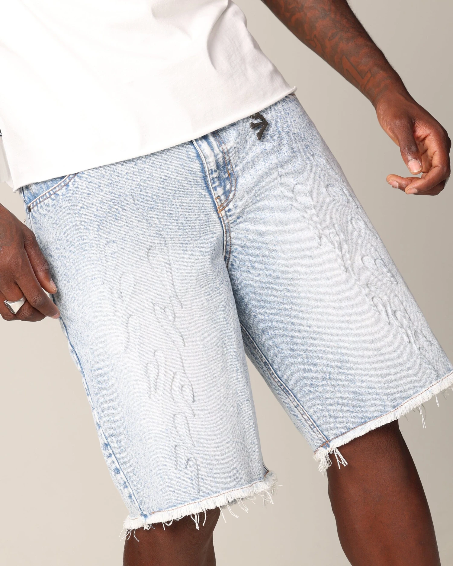 Saint Morta Inferno Baggy Denim Shorts Blue Acidwash 5 Saint Morta Inferno Baggy Denim Shorts Blue Acidwash - Image 3