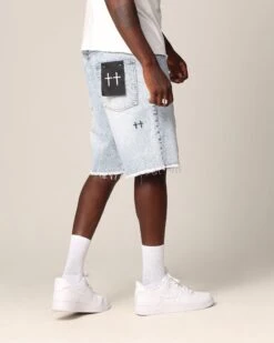 Saint Morta Inferno Baggy Denim Shorts Blue Acidwash 13 Saint Morta Inferno Baggy Denim Shorts Blue Acidwash -Culture Kings 03012270 YX002 mens 0000050