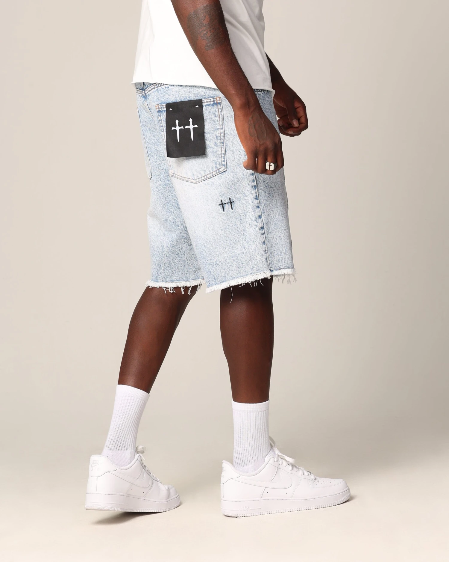 Saint Morta Inferno Baggy Denim Shorts Blue Acidwash 7 Saint Morta Inferno Baggy Denim Shorts Blue Acidwash - Image 5