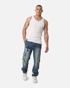 Saint Morta Sorcery Cargo Jeans Washed Blue 11 Saint Morta Sorcery Cargo Jeans Washed Blue -Culture Kings 03012492 YW645 mens 00020