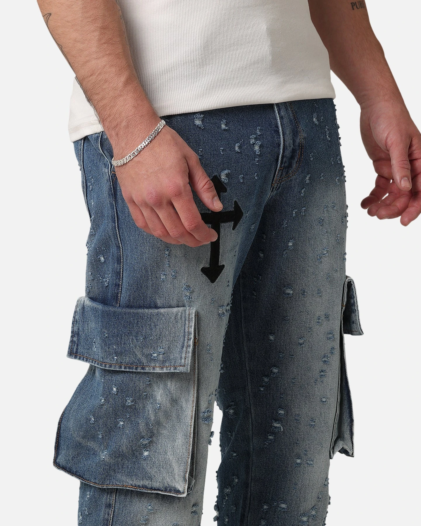 Saint Morta Sorcery Cargo Jeans Washed Blue 5 Saint Morta Sorcery Cargo Jeans Washed Blue - Image 3