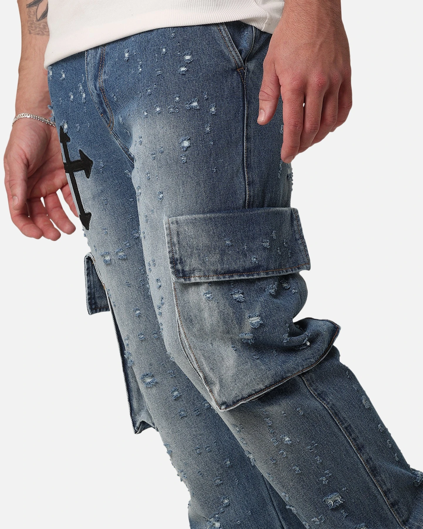 Saint Morta Sorcery Cargo Jeans Washed Blue 6 Saint Morta Sorcery Cargo Jeans Washed Blue - Image 4