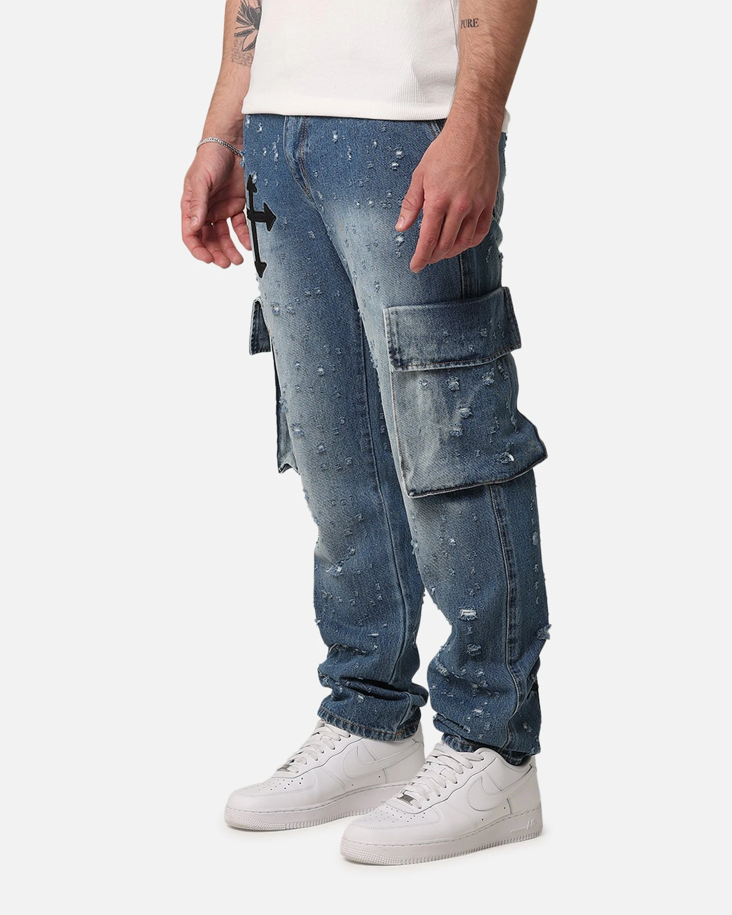 Saint Morta Sorcery Cargo Jeans Washed Blue 8 Saint Morta Sorcery Cargo Jeans Washed Blue - Image 6