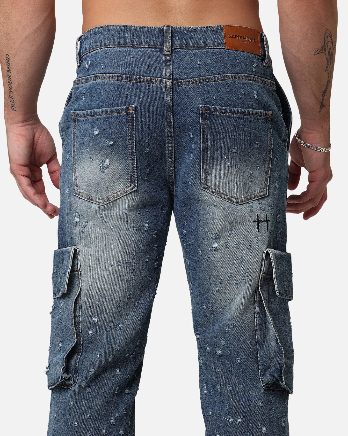 Saint Morta Sorcery Cargo Jeans Washed Blue 10 Saint Morta Sorcery Cargo Jeans Washed Blue - Image 8