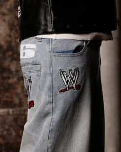 Loiter X WWE Stone Cold Washed Jeans Vintage Blue Wash -Culture Kings 03012847 YX560 mens 000090