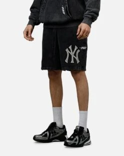 Pro Standard New York Yankees Raffia Shorts Black Acidwash -Culture Kings 03012989 YB017 mens 0040