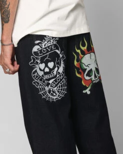 Ed Hardy Wide Leg Skull Jeans Dark Indigo -Culture Kings 03012993 YD033 mens 00030 0d004965 a595 4380 9021 02adf9f52441