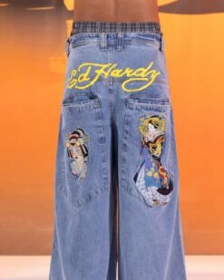 Ed Hardy Ultra Wide Leg Denim Jeans Light Wash Blue -Culture Kings 03013186 YL247 mens 0080