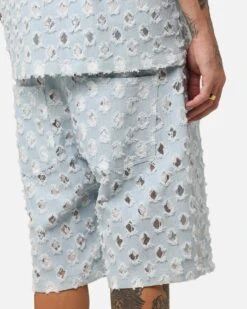 XXIII Lace Textured Denim Jorts Light Blue -Culture Kings 03013235 YL200 mens 00030