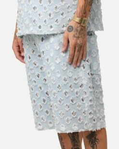 XXIII Lace Textured Denim Jorts Light Blue -Culture Kings 03013235 YL200 mens 00040