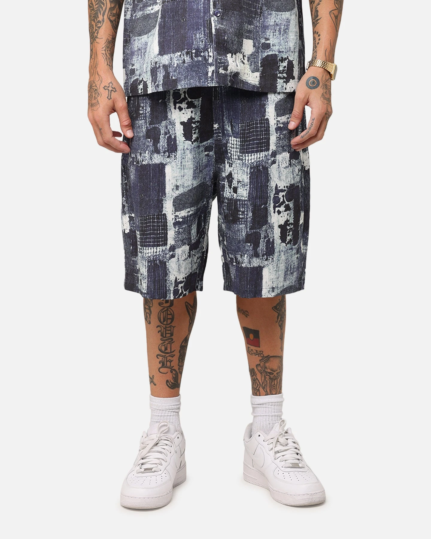 XXIII Printed Denim Patch Jorts Blue 3 XXIII Printed Denim Patch Jorts Blue
