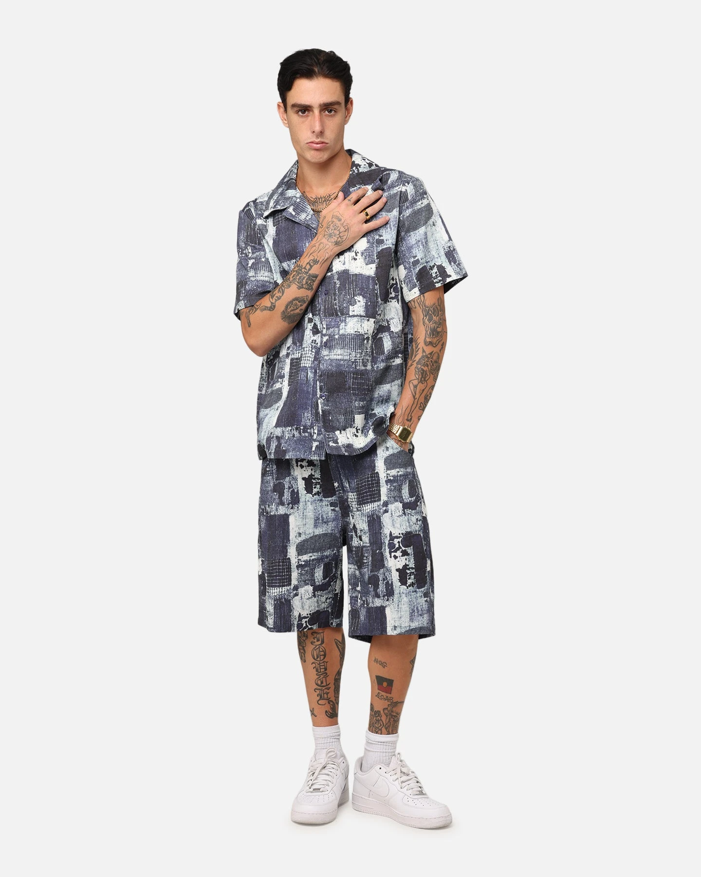 XXIII Printed Denim Patch Jorts Blue 4 XXIII Printed Denim Patch Jorts Blue - Image 2