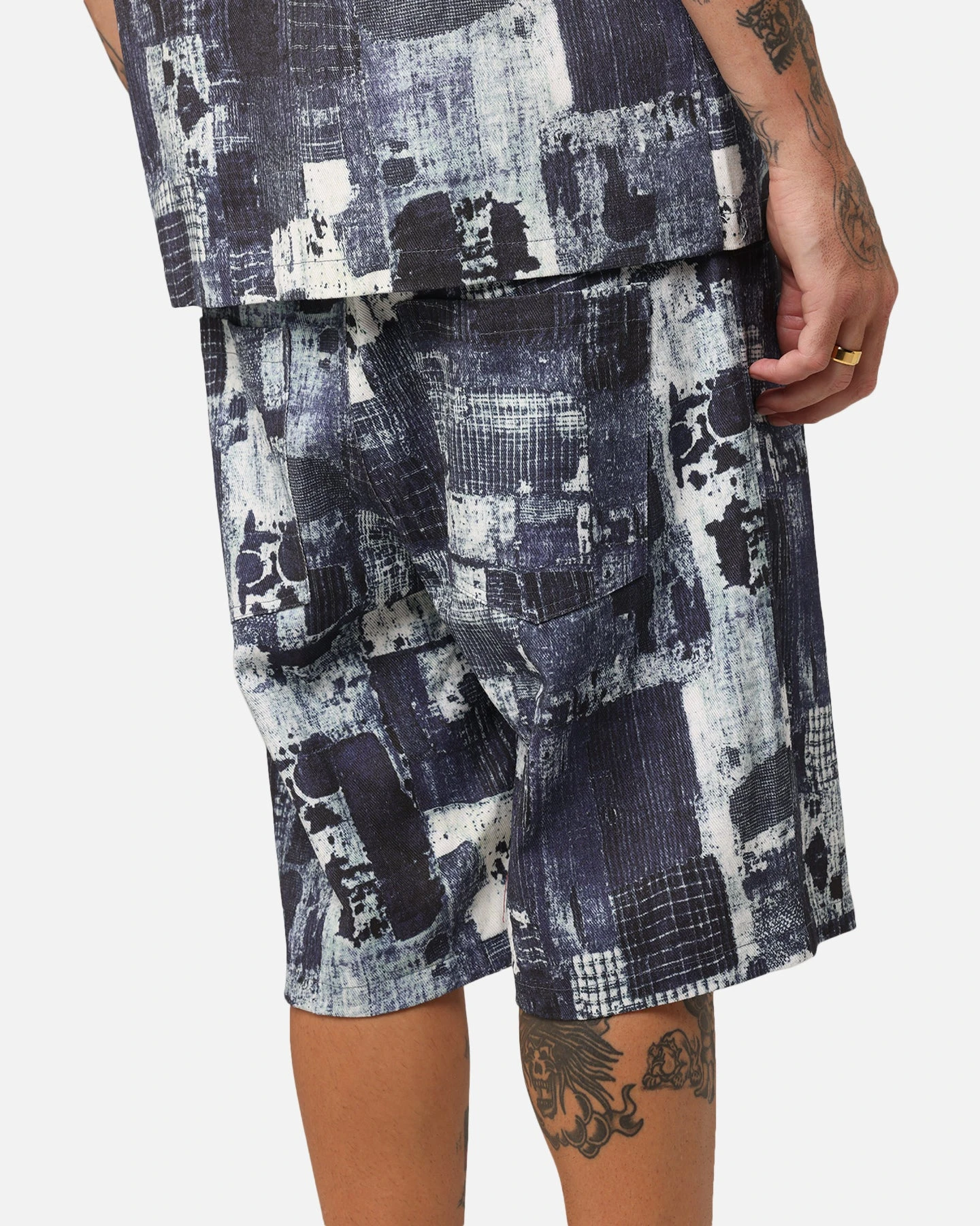 XXIII Printed Denim Patch Jorts Blue 5 XXIII Printed Denim Patch Jorts Blue - Image 3